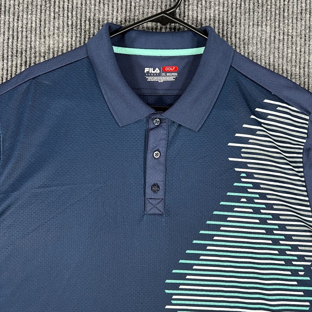 FILA Polo Shirt Mens XL Extra Large Blue Short Sleeve Golf Casual Outdoor Sport